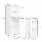 Computer Desk, 120Lx55Dx120H cm-White