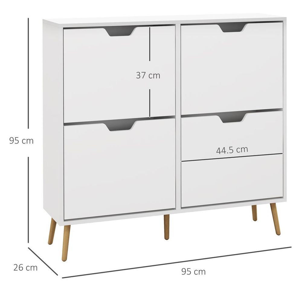 Shoe Storage Cabinet with 4 Flip Drawers for 16 Pairs of Shoes, White