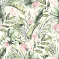 Tropical Floral Pink & Green wallpaper
