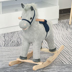 Kids Rocking Horse - Wood Base, Sound, Handlebars - for Ages 36-72 months