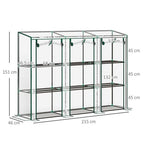 3 Tier Lean-to Mini Greenhouse with Plastic Cover, Clear