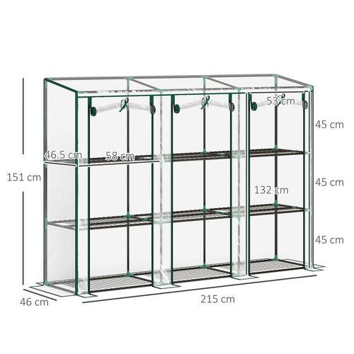 3 Tier Lean-to Mini Greenhouse with Plastic Cover, Clear