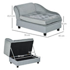 Pet Sofa Dog Chair Cat Couch w/ Storage, Cushion - Light Blue in Blue
