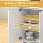 Modern Sideboard Kitchen Storage Cabinet with 2 Drawers and Shelves