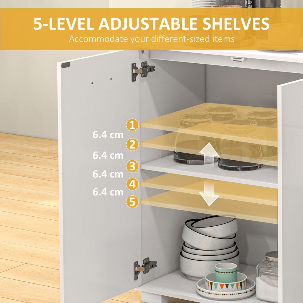 Modern Sideboard Kitchen Storage Cabinet with 2 Drawers and Shelves