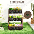 3 Tier Raised Garden Bed Wooden Elevated Planter Box Kit, Tan