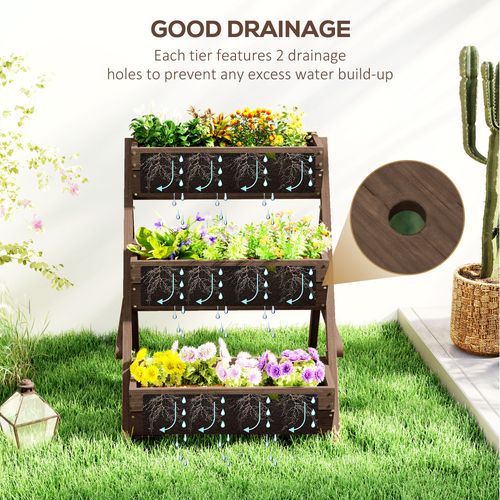 3 Tier Raised Garden Bed Wooden Elevated Planter Box Kit, Tan
