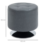 360 Swivel Foot Stool Ottoman, Grey - Thick Padding, Steel Base - PU Leather