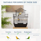 Metal Bird Cage w/ Plastic Perch & Food Container - 50.5x40x63cm - Black
