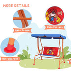 2 Seater Kids Swing Chair, Cowboy Themed with Adjustable Canopy