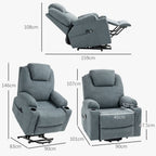 Luxury Lift Chair - Vibration Massage, Heat, Easy Assembly - Grey