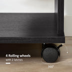 Rolling Open Wardrobe Hanging Rail Storage Shelves for Clothes, Black