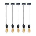 5 Pack Industrial Grey Pendant Light, Lampshade Addable E27 Lamp Holder Light