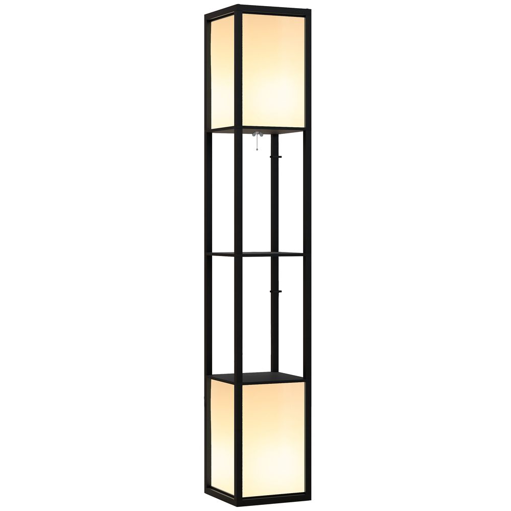 Shelf Floor Lamp with Dual Light, for Living Room, Bedroom, Black