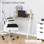 PC Desk with Storage Shelf - White/Oak Finish
