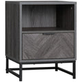 Nightstand with Drawer & Shelf - End Table for Living Room & Bedroom - Design