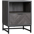Nightstand with Drawer & Shelf - End Table for Living Room & Bedroom - Design