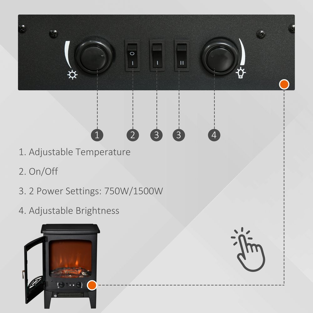 Electric Fireplace Stove Heater Flame Effect, Overheat Safety Protection