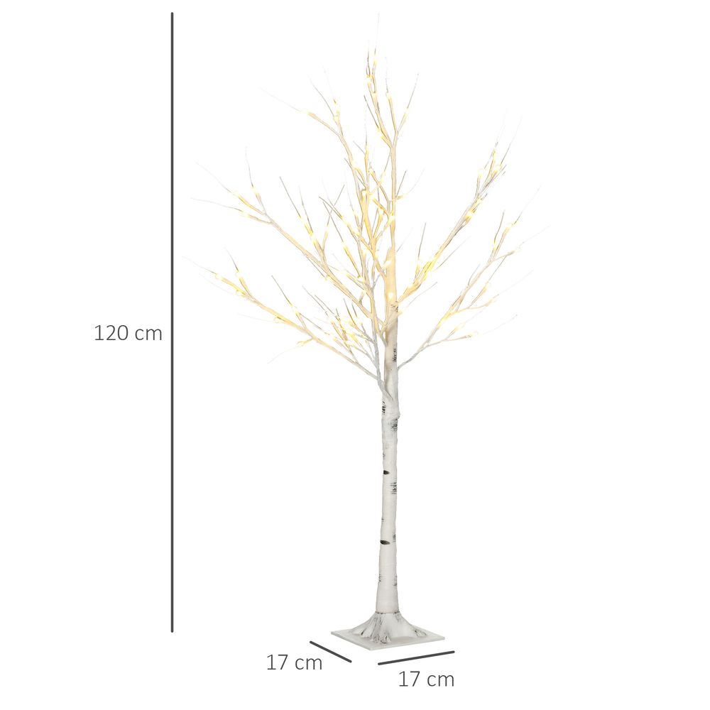 4ft Artificial White Birch Tree Light 72 Warm White Pre-Lit LED Light