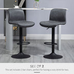 PU Leather Bar Stool Set of 2 - Adjustable Retro Swivel