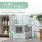 Hooded Cat Litter Box with Scoop - Portable, Privacy, Grey