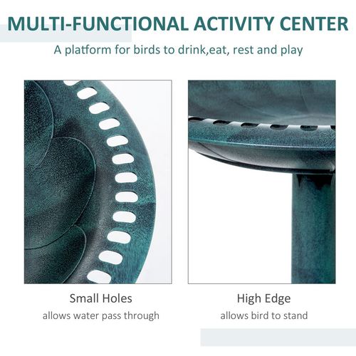 50cm Outdoor Bird Bath Fountain, Decrative Garden Feeder Stand Green