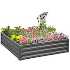 Raised Garden Bed - Metal Planter - Light Grey