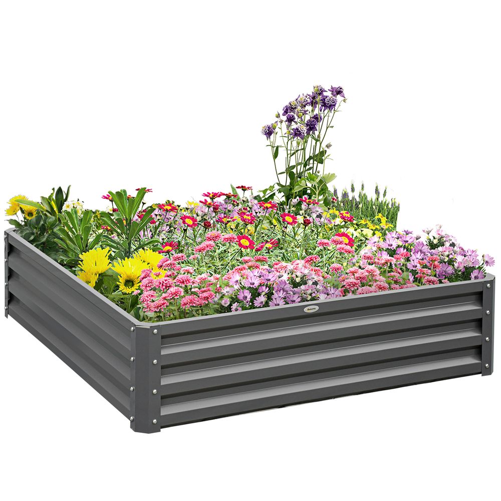 Raised Garden Bed - Metal Planter - Light Grey