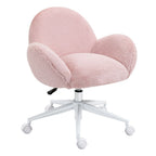 Fluffy Pink Leisure Chair w/ Backrest & Armrest for Bedroom