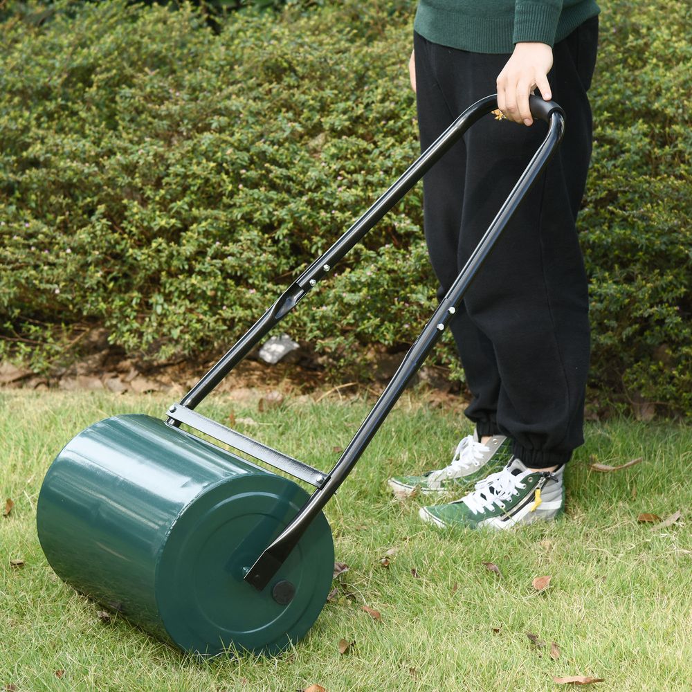 30cm Metal Lawn Roller-Deep Green - Flatten Your Garden with Ease