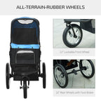 3 Wheel Pet Stroller - Blue - Foldable Cat Pram + Soft Mat - Medium Small Dogs - All Terrains