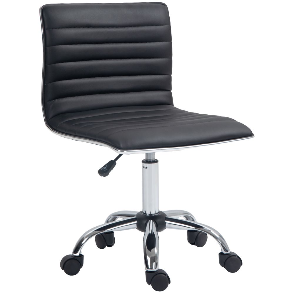 Armless Mid-Back Office Chair - 360 Swivel, Adjustable, Black