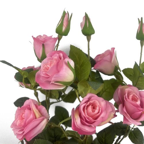 60cm Rose Bush Pink Silk Flowers and Leaves