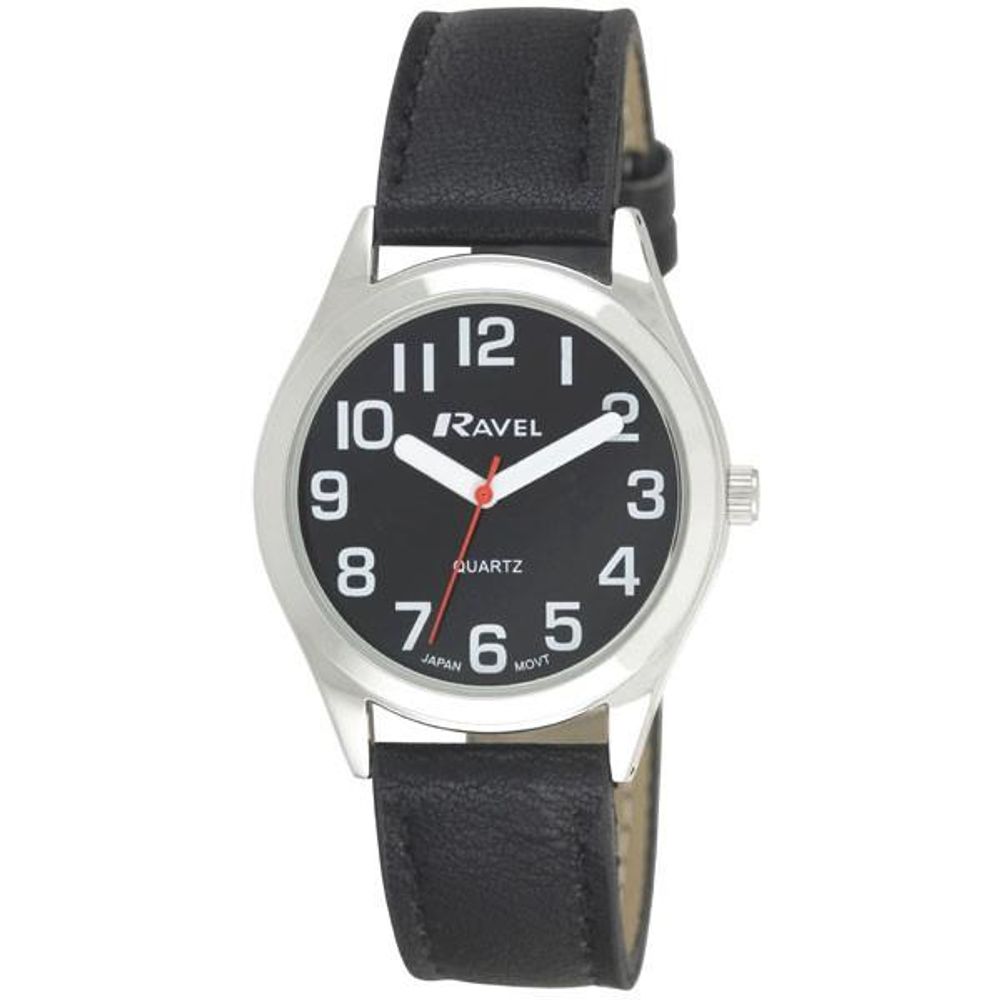 Men's Classic Strap Watch - Black Dial, Easy Read, PU Strap