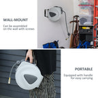 Retractable Air Hose Reel 15m+140cm (Hose Diameter 3/8" 9.5mm), Hose Connector 1/4" BSP, Wall Mount Auto Rewind Hose-Reel