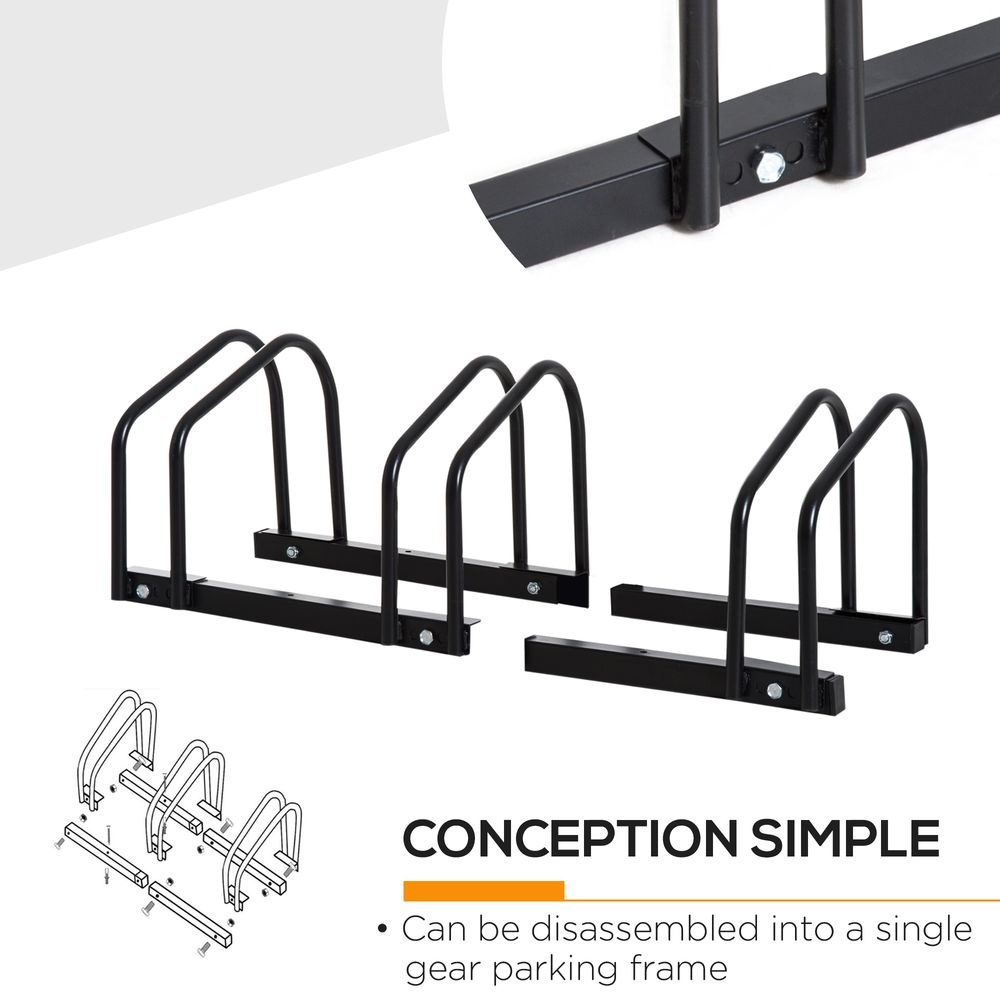 Bike Stand Parking Rack Floor or Wall Mount Bicycle Cycle Storage Locking Stand (3 Racks, Black)