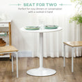 Round Dining Table with Steel Base, Non-slip Pad for Living Room