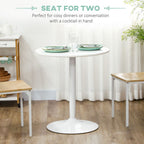 Round Dining Table with Steel Base, Non-slip Pad for Living Room