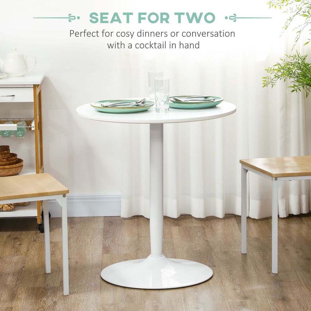 Round Dining Table with Steel Base, Non-slip Pad for Living Room