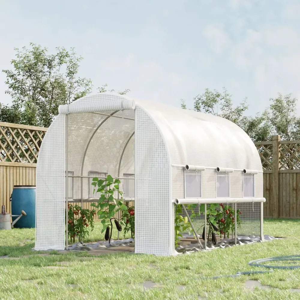 Spacious Outdoor Plant Greenhouse with Zippered Doors, Proficient Seller - White