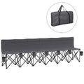 6 Seater Folding Bench Camping Chair with Cup Holder, Charcoal Grey