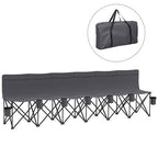 6 Seater Folding Bench Camping Chair with Cup Holder, Charcoal Grey