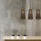 Retro Industrial Vintage Rattan Ceiling Pendant - 3 Head Natural Wicker Basket Style - Materials - Dimmable - Free Shipping