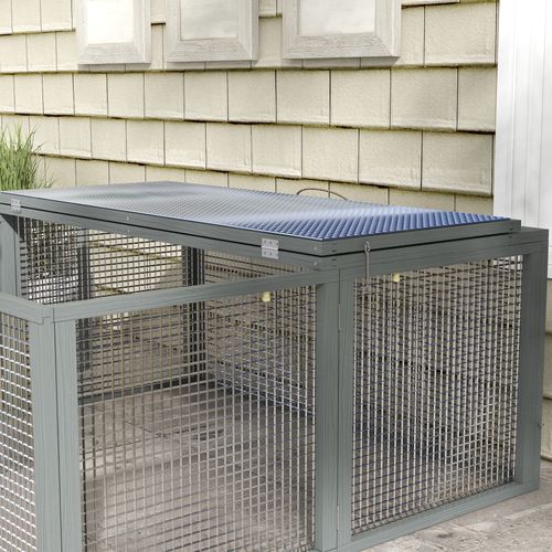 Wooden Folding Rabbit Run for 2-3 Rabbits, Guinea, Grey