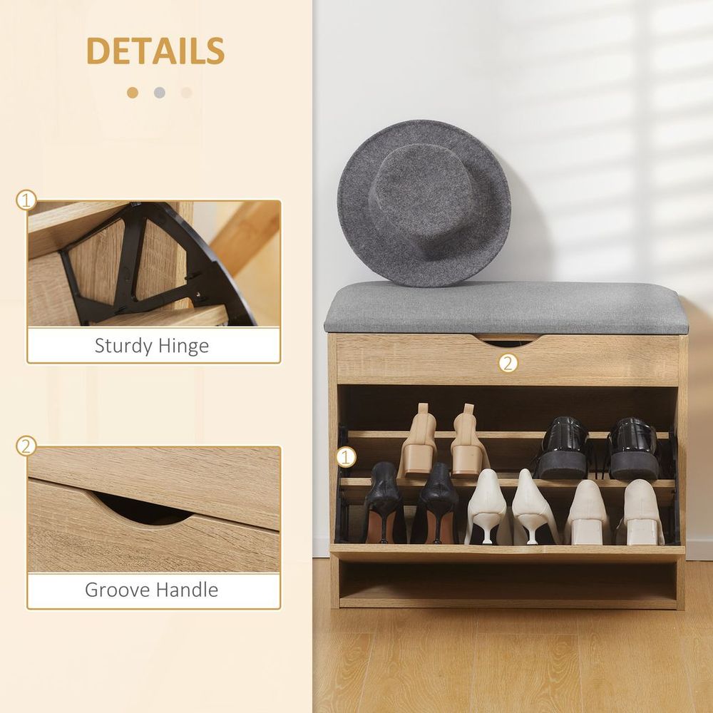 Entryway Shoe Bench & Storage Cabinet - Natural