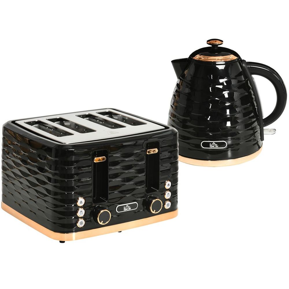 Kettle and Toaster Set 1.7L Rapid Boil Kettle & 4 Slice Toaster Black
