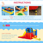 4 in 1 Kids Bouncy Castle Large Sailboat Style Inflatable House Slide Trampoline Water Pool Climbing Wall with Blower Carrybag for Kids Age 3-8, 2.65 x 2.6 x 2m