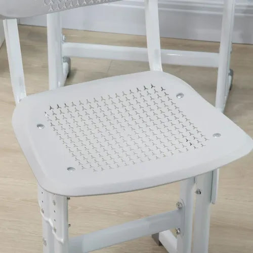 Kids Desk and Chair Set Adjustable Height Study Table Set w/Drawer, Book Stand, Pen Slot - Grey