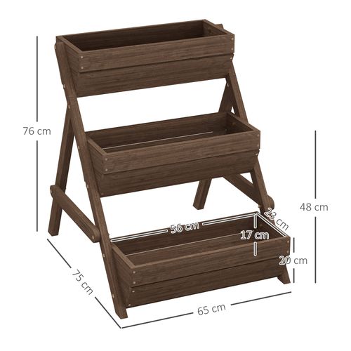 3 Tier Raised Garden Bed Wooden Elevated Planter Box Kit, Tan