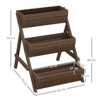 3 Tier Raised Garden Bed Wooden Elevated Planter Box Kit, Tan